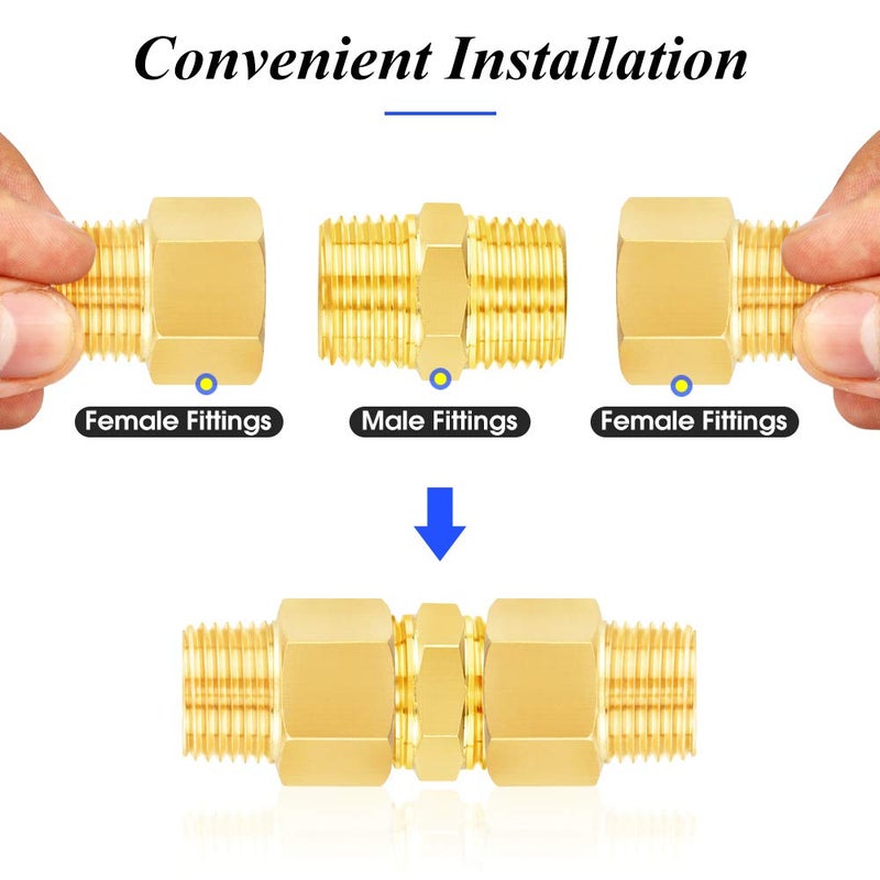 TAILONZ PNEUMATIC 1" NPT Male Pipe Hex Nipple, Brass Pipe Fittingï¼ˆ2Pcsï¼‰ - Image 4